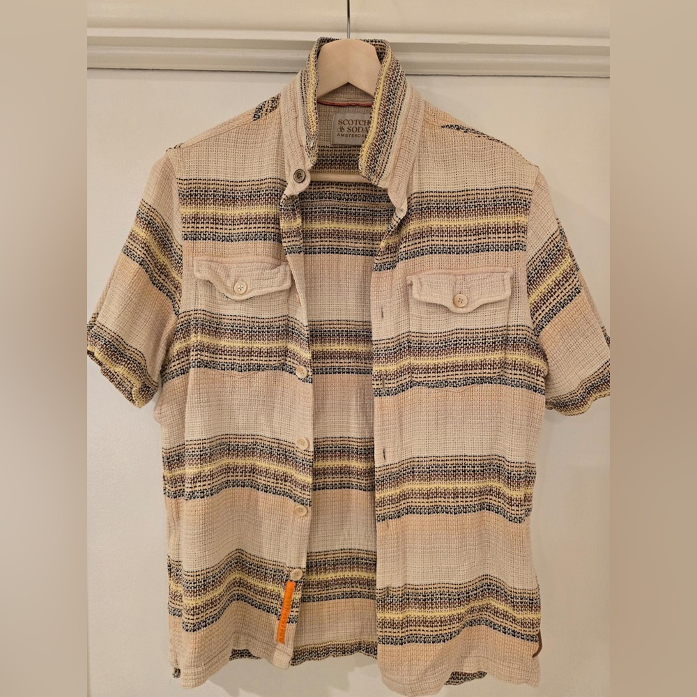 Scotch & Soda Textured Stripe Regular-Fit Organic Cotton Button Up